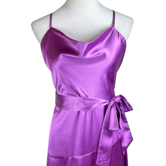 Lulu’s NWT Wonderful Allure Purple Satin Backless Cowl Neck Maxi Cocktail Dress - Picture 8 of 14